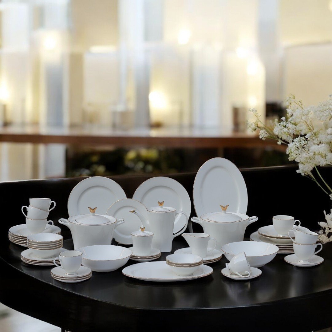 61-Pcs Dinner Set Elegant Designed Gold Tableware, (T Shape) DC# GGK