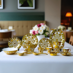 72 pcs Electrogold Fine Bone China Dinner Set (T Shape) DC# 498