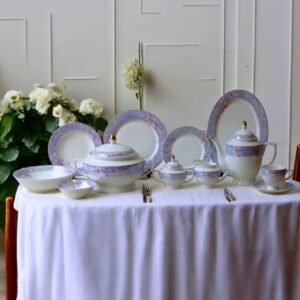 61-Pcs Dinner Set Fine Bone China Elegant Blue designed Floral Patterns ( U Shape) DC# 537A