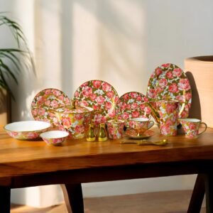 76-Pcs 6 Person Serving Fine Bone China Electrogold Dinner Set (T Shape) DC# 440